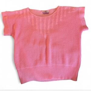 Vintage Golden Wings Pink Short Sleeve Sweater‎ Acrylic Knit Girly/Preppy Size M